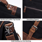 Laptop Messenger Bag 15.6" for Men Waxed Canvas Vintage Leather Business Briefcase Shoulder Bags Waterproof