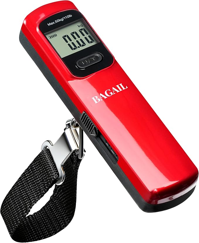 BAGAIL Digital Luggage Scale, 110lbs Hanging Baggage Scale with Backlit LCD Display, Portable Suitcase Weighing Scale, Travel Luggage Weight Scale with Hook, Strong Straps for Travelers
