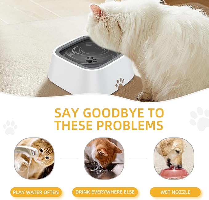 Dog Drinking Bowl, No-Spill Slow Feeder Water Bowl for Dogs and Cats with Floating Disk - Splash-Proof Design for Travel, Ideal for Small Dogs and Messy Drinker