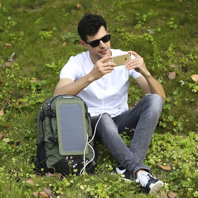 Solar Backpack 7W Solar Panel Charge for Cell Phones and 5V Device Power Supply