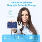 Magnetic Portable Charger with Apple-Watch Charger,10800mAh 25W PD Fast Charging Wireless Power Bank,4 Outputs Travel Essential for Magsafe Battery Pack Compatible with iPhone 17/16/15/14/13/12 Series