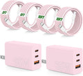 65W Super Fast Charger Type C for Samsung,3 Port 100W Quick Charging 3.0 USB C Block & 3/6/10/10FT Braided Type C Cord for Samsung Galaxy S26 Ultra/S26/S25 Ultra/iPhone 17 Pro/MacBook Pro/Air-Pink