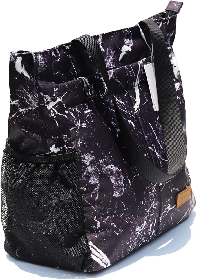 ESVAN Original Floral Tote Bag Large Shoulder Bag with Multi Pockets for Gym Travel Beach Daily Bags