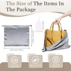 Vonty 3 Pack Silky Dust Bags for Shoes and Purses, Satin Drawstring Bag for HandBags Boots - Grey Shoe Bag Silk Dust Cover Bag Protector Travel Storage Pouch(23.6 x 19.6 In)