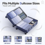 Veken 9/11 Set Compression Packing Cubes for Travel Essentials,Compressible Expandable Large Luggage Suitcase Organizer Bags for Clothing,Durable Space Saver Storage Bags(Dark Blue Floral)