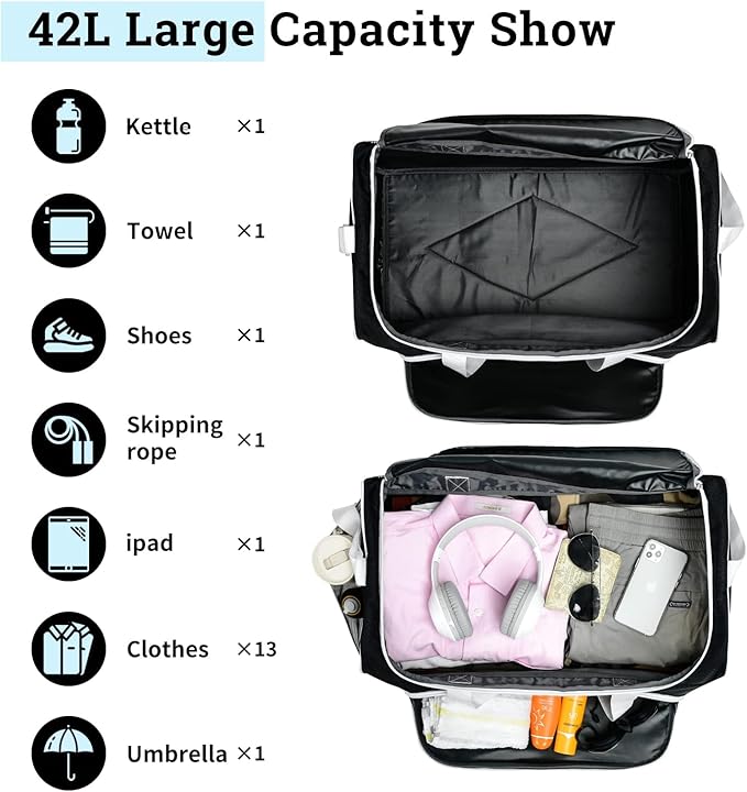 Uarition Gym Duffle Bag for Men - 55L Black Large Duffel Bags for Sports, Workout, Traveling, Durable Heavy Duty Duffel Gear Bag