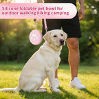Dog Bowl for Travel, Collapsible Silicone Dog Dual Bowls with Dustproof Zip Case and Pet Paw Pattern 180 Degrees Flip Over Compact Foldable Feeder for Camping Hiking Trips