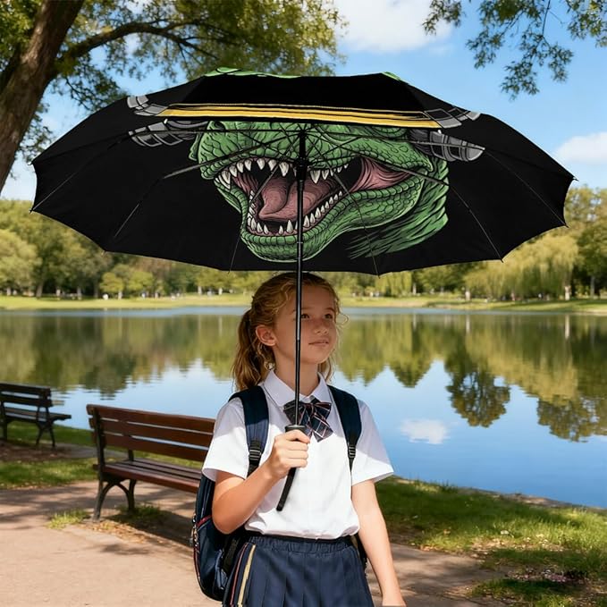 Travel Umbrella for Rain - Dinosaur Tyrannosaurus Rex Windproof Compact Small Automatic Reverse Fold Umbrellas for Women Kids, Auto Open Close Cute Umbrella for Commute, Backpack, Car