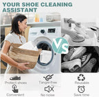 Shoe Washing Machine Bag,Laundry Shoe Bag for Washer and Dryer,Reusable Shoe Cleaning Bag for Sneakers,Tennis Shoes,With Self-locking Zipper, Microfiber Inside (Lite White - 2 Pack)