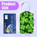 3 Pack St. Patrick's Day Shamrock Luggage Tags for Suitcase Lucky Clovers PU Leather Travel Luggage Tag Privacy Cover ID Label for Women Men Baggage Backpack Handbag School Bag