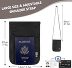 Likesing 5.5" L x 7.9" W Travel Neck Wallet, RFID Blocking Passport Holder, Security Lightweight Passport Travel Wallet, Neck Pouch Gifts for Women Men(Black)