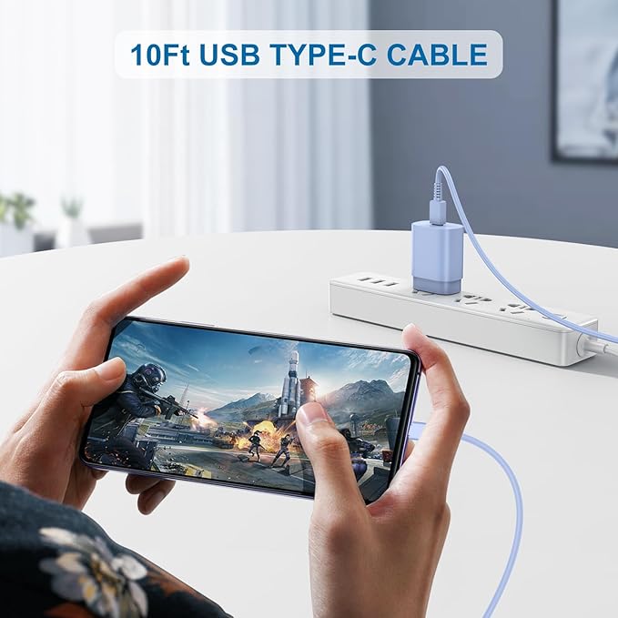 Cndons 2 Pack 25W PD USB C Wall Charger Super Fast Charging Block & 10ft Android Phone Charger Cable for Samsung Galaxy S23 S22 S21 S20 Plus Ultra, Note 20 10 9 8/ S10 9 8/ Pixel 6 5 4 Pro XL