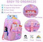VASCHY Toddler Backpack Lunch Bag Set, Girls School Bookbag Insulated Lunch Box for Kids Preschool,Daycare,Kindergarten,Elementary School Butterfly