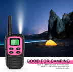 MaxTalker Walkie Talkies Long Range for Adult, MT10 Rechargeable Walkie Talkies FRS Two Way Radio, NOAA, 1200mAh Li-ion Battery USB-C Cable, LED Flashlight,VOX Walkie Talkie for Camping 2Pack (Pink)