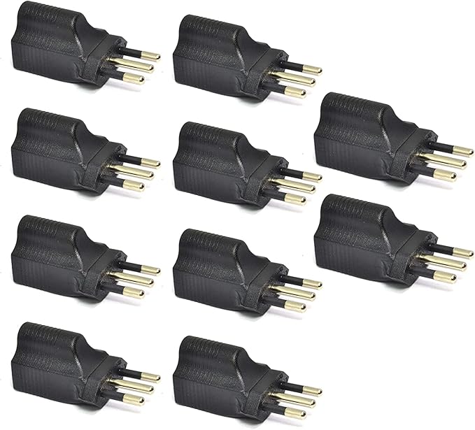Ceptics Italy CEI-23-16/VII Travel Power Plug Adapter Accepts NEMA 5-15R - ETL Certified - Industrial Grade (IG-12-10PK) Black