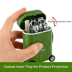 8-Piece Manicure Set in Mini Suitcase, Cute Travel Nail Clipper Kit with Stainless Steel Tools, Portable Grooming Care for Car Console, Office Desk Decor & Unique Gift, Olive Green, 3.9"