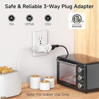 [ETL Listed] Cable Matters 3-Pack 3 Way Plug Adapter 15A 1875W, 3 Prong 3 Outlet Adapter, Power Splitter Plug Outlet, 3 Way Electrical Splitter, White
