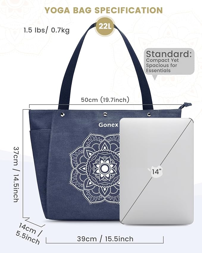 Gonex Yoga Mat Bag, Yoga Gym Bag Tote Bag with Multi Pockets For Women Men, Canvas Yoga Mat Carrier Take in Out Mat Easily For Pilates Travel Workout Office