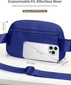 Pritent Fanny Packs for Women Cross Body Bag Waterproof Belt Bag with Adjustable Strap and Zipper Back Pocket Small Crossbody Bags Fashion Waist Packs for Workout Travelling(Blue)