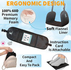 Luxury Airplane Foot Hammock - Removable Base & 60D Premium Memory Foam Footrest for Travel, Office, Gaming & Train - No Foot Clashing, Adjustable, Waterproof, Pouch + Stick-On Guide Included
