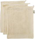 Simple Ecology Reusable Produce Shopping and Storage Bags, Drawstring, Washable Organic Cotton Mesh, Large 3 pack