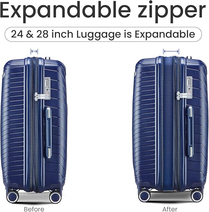 Hard Shell Luggage Sets 4 Piece with 360 Spinner Wheels,Lightweight Suitcase Set with TSA Lock,Travel Luggage Set with Telescoping Handle,Light and Strong,Easy to Clean (Navy Blue 2)