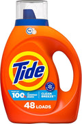 Tide Laundry Detergent Liquid, Clean Breeze Scent, 48 Loads, 60 fl oz, Works on 100% of Common Stains