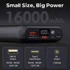 7.4V 16000mAh Battery Pack for Heated Vest with DC USB-C Ports, Portable Rechargeable Power Bank with Digital Display, Heated Vest Battery Pack for ORORO Venustas Heated Vest, Jacket, Pants