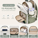 Laptop Backpack for Women Bookbag: 15.6 inch Work School Backpacks with Pouch Pocket for Large Capacity Cup & USB Charger College Book Bag Travel Business Nurse Teacher Bookbags Anti-theft Back Pack