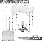 Yriuat Folding Camping Table 2ft Portable Pinic Table Adjustable Height Small Card Table Aluminum Foldable Lightweight with Carry Handle for Outdoor Indoor Hiking Camp BBQ Beach