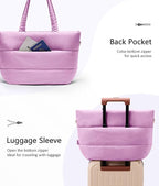 Puffer Tote Bag for Women, Lightweight Puffy Tote with Compartments, Shoulder Bag Crossbody Bags for Women Travel, Work, Gym