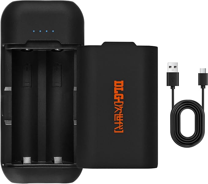 18650 Battery Charger Portable 2 in 1 USB C Universal Lithium Battery Charger Dual Slot LED Indicator for 3.7V/3.6V Li-ion Rechargeable Battery (Battery Not Included)