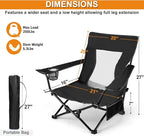 Joyfair Beach Camping Chair (2 Pack), Outdoor Folding Lawn Chair for Adults, Heavy Duty Portable Chair with Armrest for Outside Fishing, Sport, Patio, Cup Holder & Storage Pocket, Carry Bag (Black)