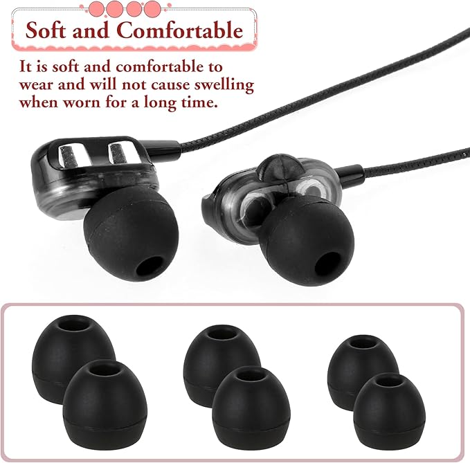 Hariendny 15 Pairs Silicone Ear Bud Replacement Pieces Earbuds Ear Tips Replacement Ear Bud Covers S/M/L Sizes Ear Gels Soft Earphones Earbuds Black Ear Cushion Ear Bud Tips Replacement Kit