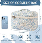 Gosect Large Makeup Bag, Cute Cosmetic Bag for Women Girls, Floral Coquette Aesthetic Toiletry Bag, Travel Make Up Organizer Bag (BDLH)