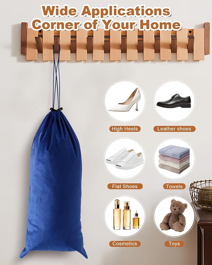 4 Pcs Single Shoe Bags for Travel, 17.3"x8.6" Washable Travel Shoe Bags for Packing in Suitcase, Velvet Dust Bag with Drawstring, Shoe Pouch for Women and Men, Travel and Home Storage (Palace Blue)