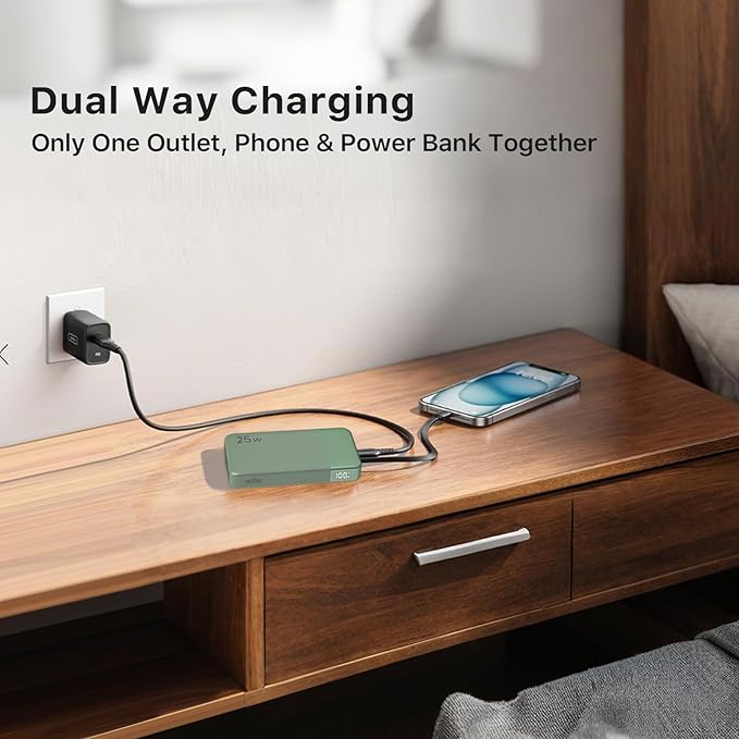 NOBIS Portable Charger, 10000mAh Power Bank Fast Charging, Battery Pack with C to C Cable, Battery Bank with Digital Display for iPhone iPad Android etc
