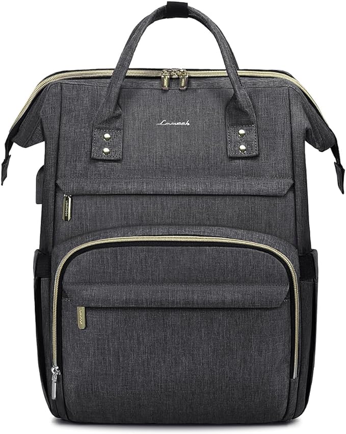 LOVEVOOK Laptop Backpack for Women,17 Inch Professional Womens Travel Backpack Purse Computer Laptop Bag Nurse Teacher Backpack,Waterproof College Work Bags Carry on Back Pack with USB Port,Dark Grey