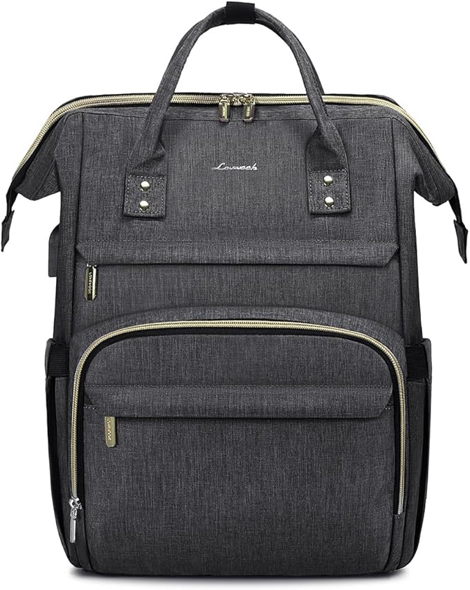 LOVEVOOK Laptop Backpack for Women,18 Inch Professional Womens Travel Backpack Purse Computer Laptop Bag Nurse Teacher Backpack,Waterproof College Work Bags Carry on Back Pack with USB Port,Dark Grey