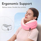 KPNEOL Travel Pillow, 100% Pure Memory Foam Travel Neck Pillow Airplane Neck Support Ergonomic Design for Traveling Suitable for Airplanes,Offices and Cars-Cooling Silk Pink