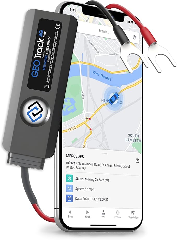 REWIRE SECURITY Geo Track Mini 4G GPS Tracker for Vehicles – Real-Time Vehicle Tracking Device for Car, Van, Motorhome | Easy Battery Install | Live App Tracking | 4G Fleet Tracking | Free Trial