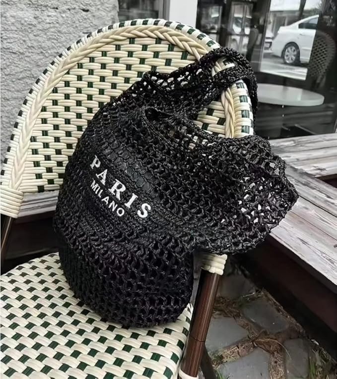 POOOPSSD New Woven Bag, Straw Mesh Tote Bag, Beach, Shoulder Bag, Hobo Women, Foldable Large Capacity, for Holiday.