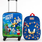 AI ACCESSORY INNOVATIONS Sonic the Hedgehog Kids Luggage and Backpack Set - 18" Luggage Suitcase With Wheels, 13.75" Backpack