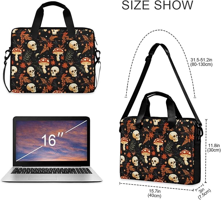 MNSRUU Laptop Bag for 15.6 inch Black Gothic Bats