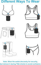 RFID-Blocking Travel Bra Wallet, Hidden Money Pouch with Adjustable Elastic Strap, Ideal Secret Pocket Protect Your Passport Credit Cards Valuables