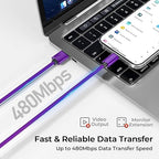 Basesailor for iPhone 17 16 Pro Max Charger Cord,USB to USB C Cable,Type C Charging Power Cord for Apple 17e 15 iPad 10 Air 4 5,Samsung Galaxy S26 S25 S24 S23,Purple,3Pack 1.5/3.3/6.6FT(0.5/1/2M)