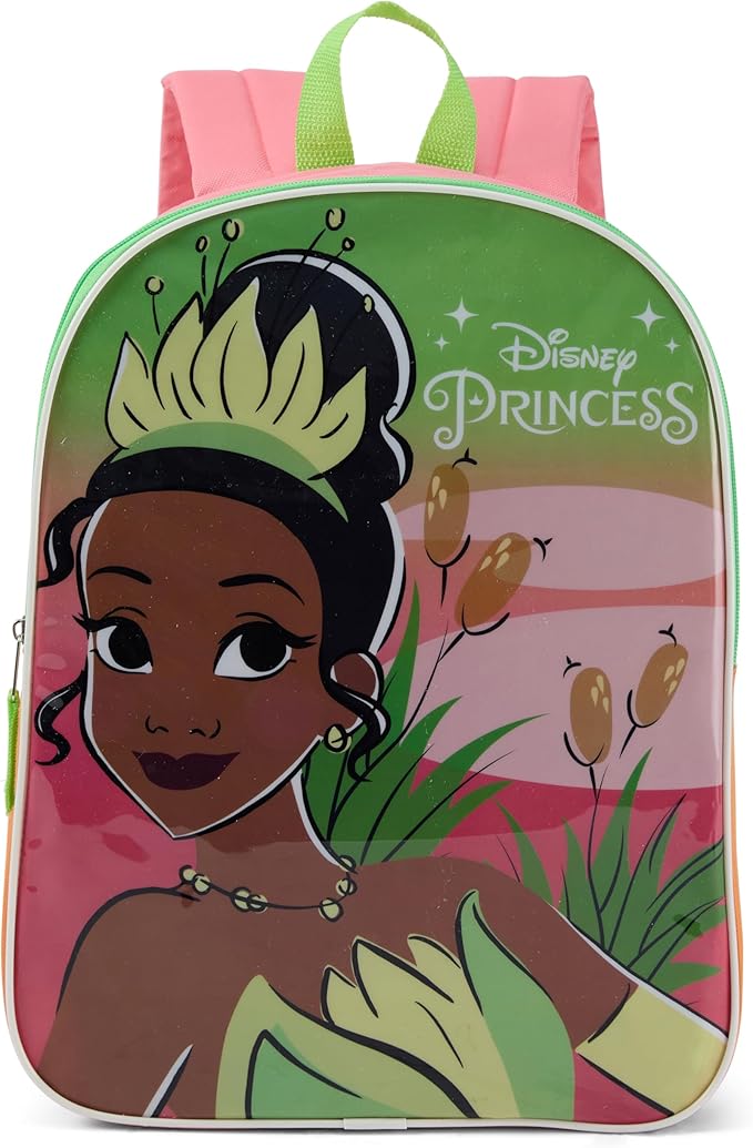 Disney Princess Tiana Backpack for Kids - Cute & Durable Kids Backpack for Girls with Padded Straps & Zip Compartment - Ideal Toddler Bookbag for School & Travel - 15”