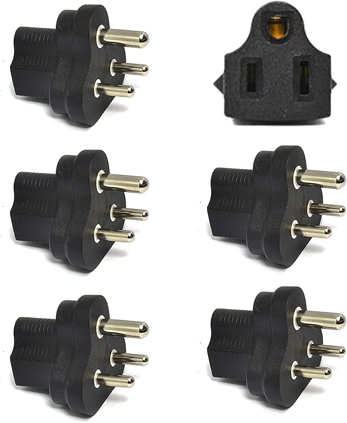 Ceptics India, Nepal BS-546 Travel Power Plug Adapter Accepts NEMA 5-15R - ETL Certified - Industrial Grade (IG-10-5PK)