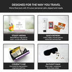 Essence Travel Amenity Kit | Travel Essentials & Travel Size Toiletries Kit | 5-Pack Nasal Diffuser Rings, Sleep Mask, Lotion & Hygiene Kit | Travel Toiletry Kit for Women | Gold Case