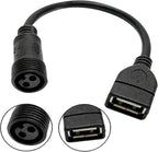 Outdoor Waterproof Solar Panel to USB Adapter, IP65 Waterproof Dual Pin Male Female Connector to USB Female Charging Converter for Solar Panel, Outdoor LED Lights, Security Cameras (Mail to USBA)